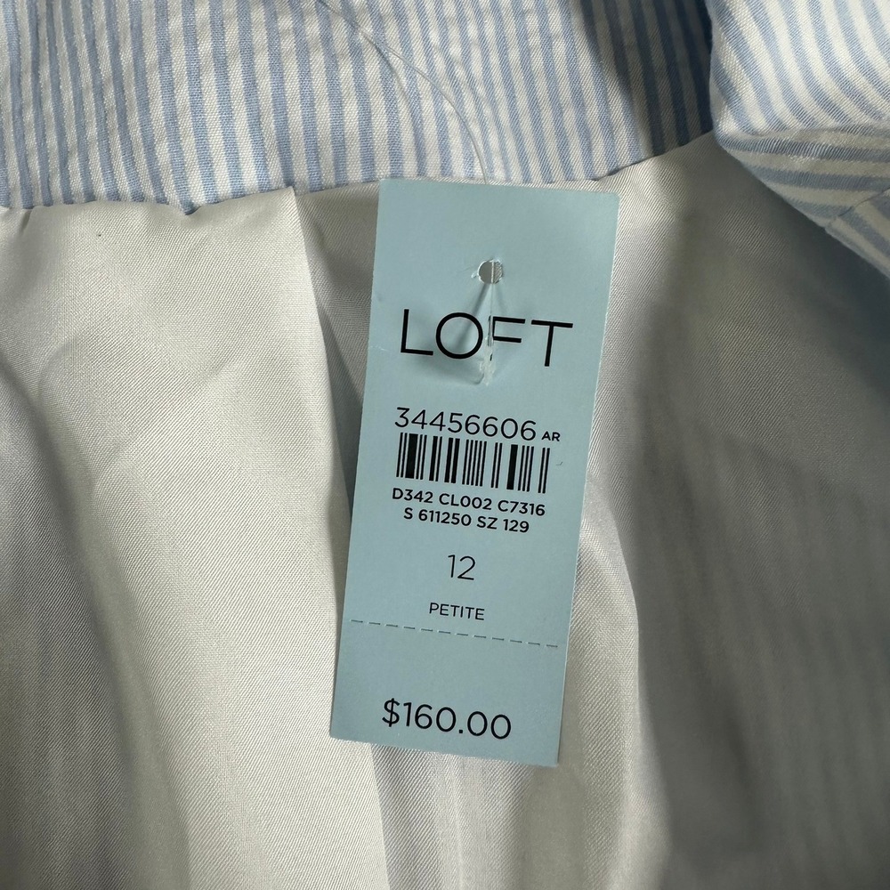 LOFT Petites Women's Blue Stripe Blazer Jacket Size 12 Petite NWT - Picture 4 of 10